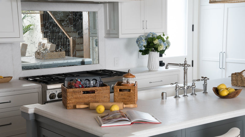 Kouboo La Jolla Rattan Shelf Basket With Handles