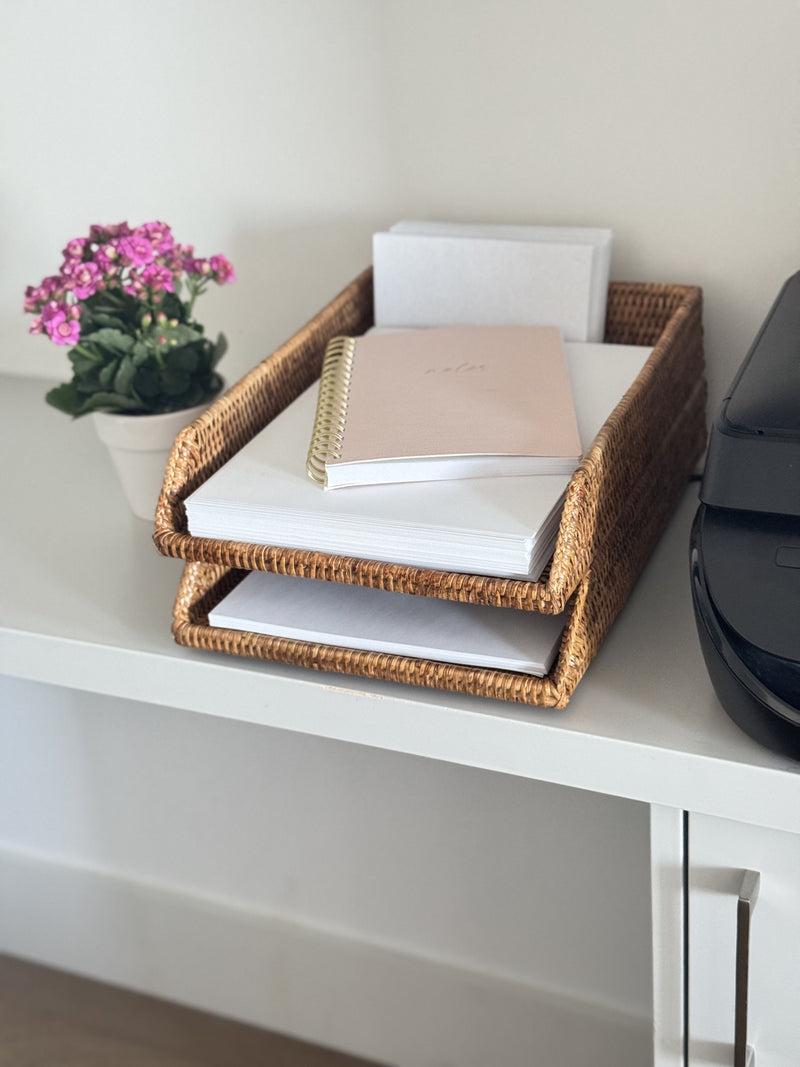 Kouboo La Jolla Rattan Stackable Letter Tray