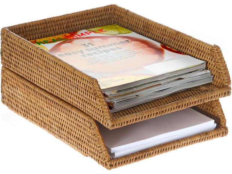Kouboo La Jolla Rattan Stackable Letter Tray