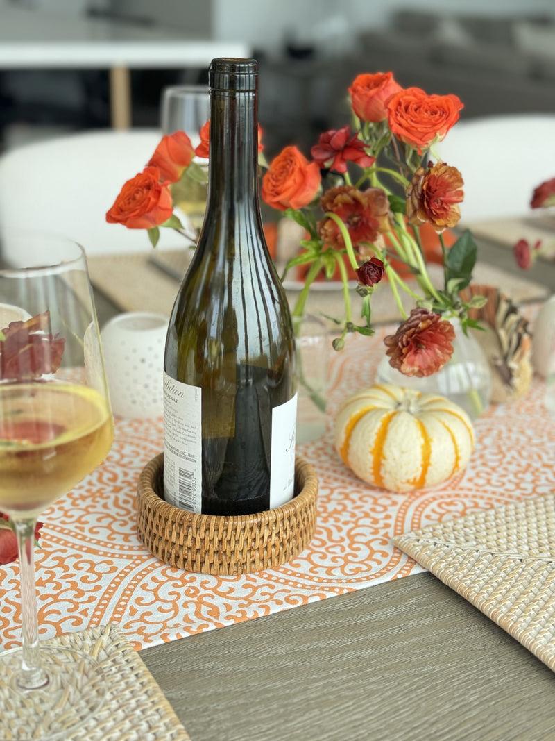 Kouboo La Jolla Rattan Wine Bottle Holder & Coaster