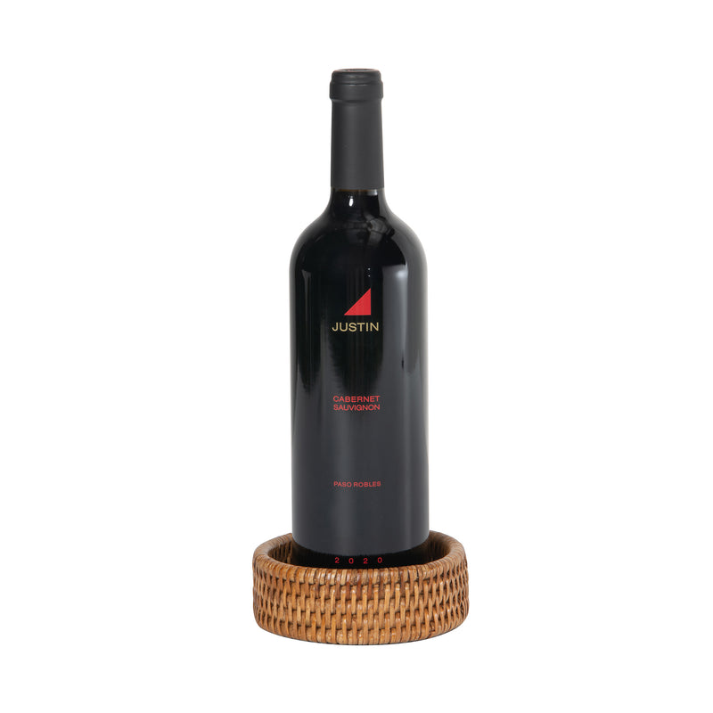 kouboo La Jolla Rattan Wine Bottle Holder & Coaster