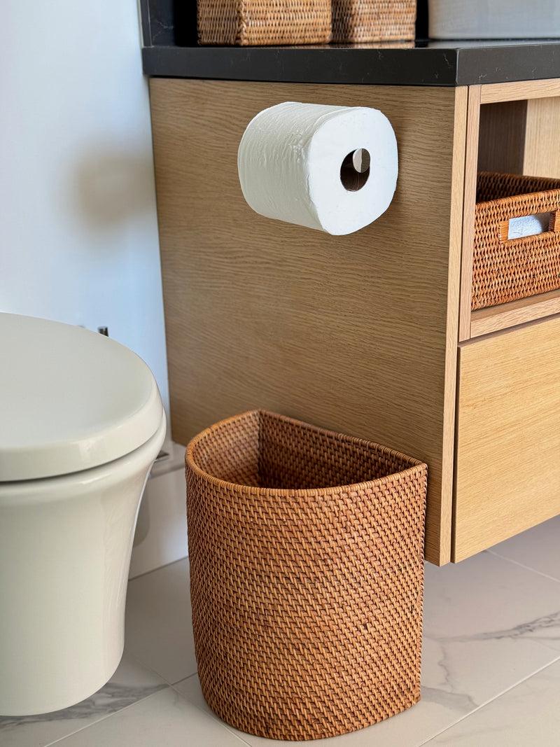 Kouboo Loma Half-Moon Rattan Waste Basket