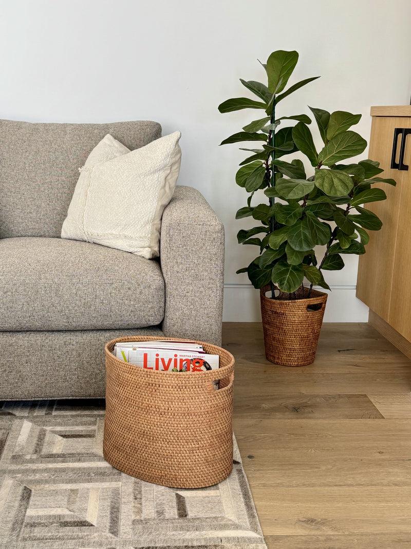 Kouboo Loma Oval Rattan Magazine Rack