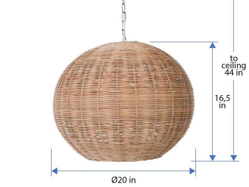 Kouboo Panay Wicker Ball Pendant Lamp Natural