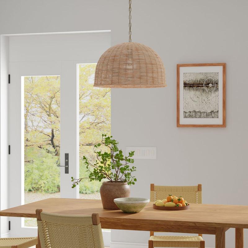 Kouboo Panay Wicker Dome Pendant Lamp. Natural