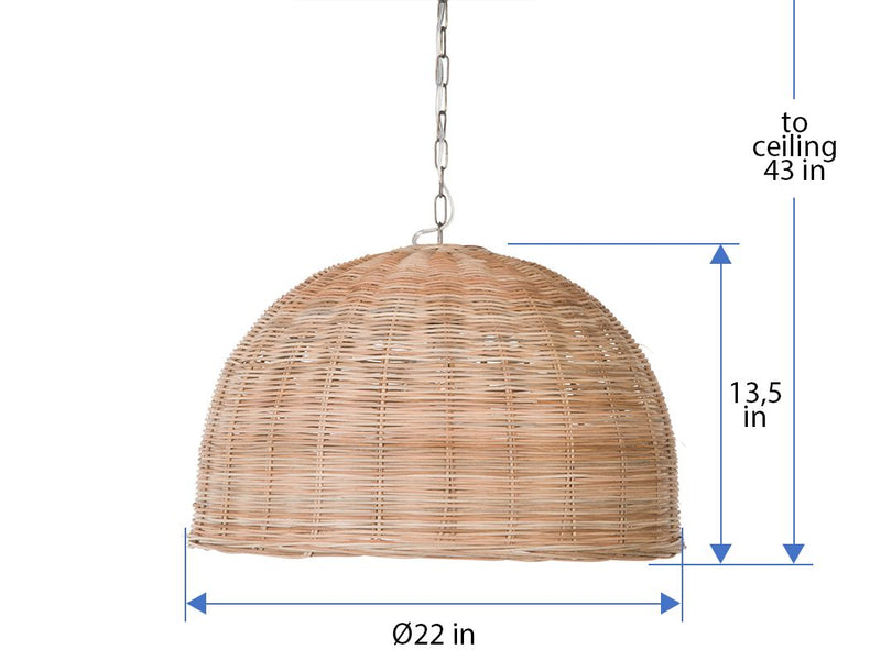 Kouboo Panay Wicker Dome Pendant Lamp. Natural