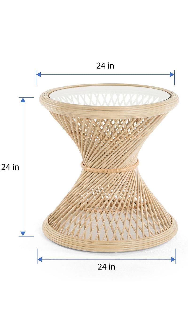Kouboo Peacock Rattan Side Table With Glass Top
