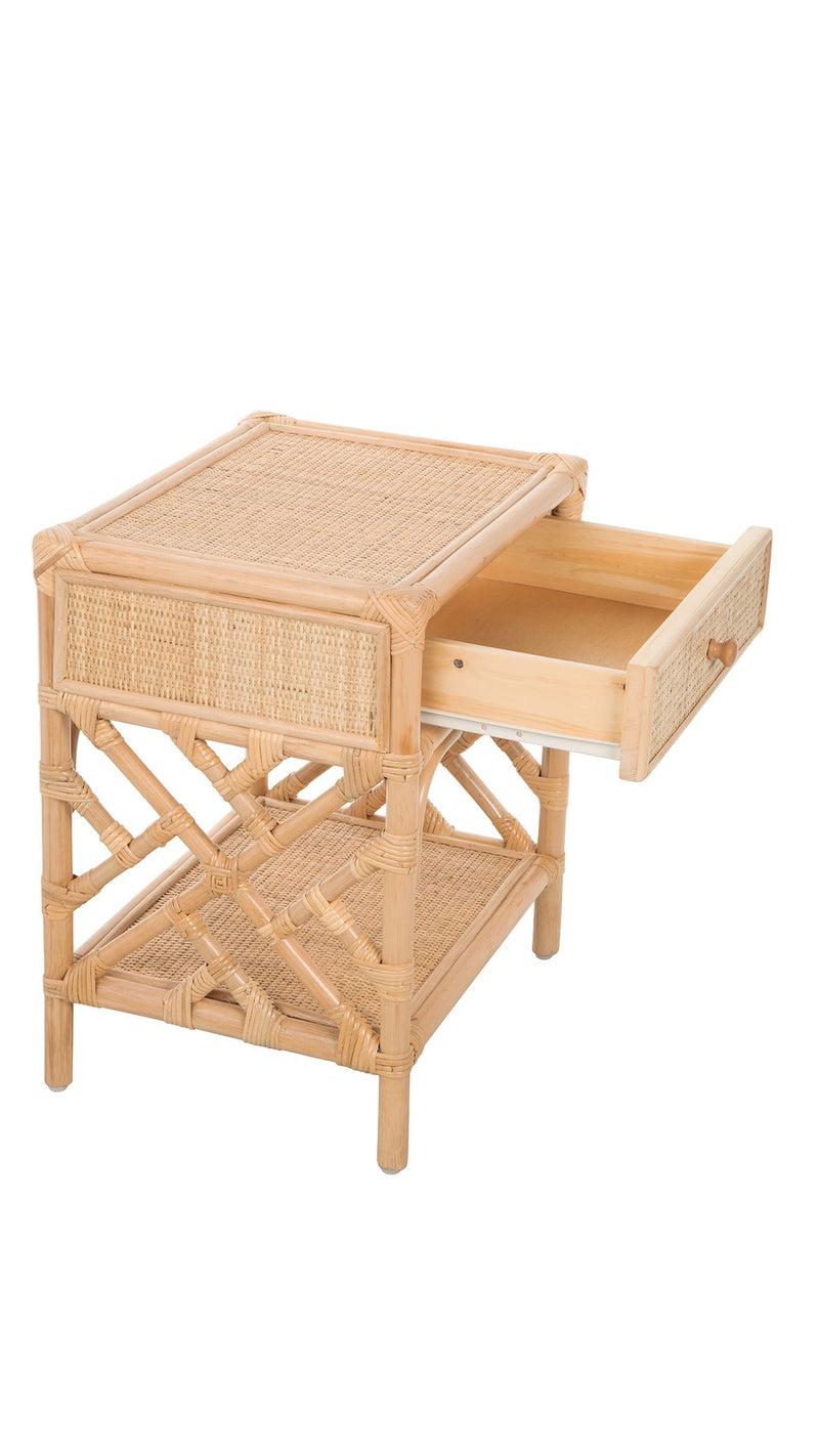 Kouboo Rattan Chippendale Bedside Table Natural