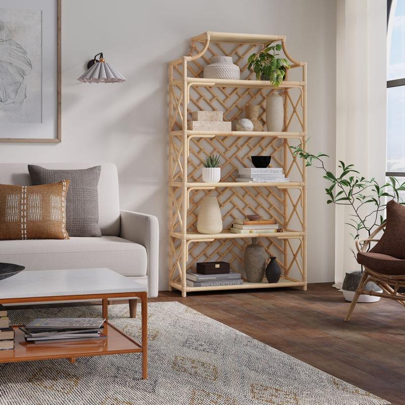 Kouboo Rattan Chippendale Bookshelf Natural