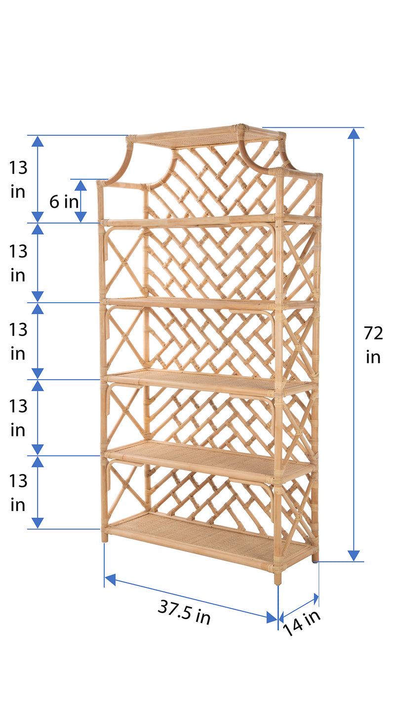 Kouboo Rattan Chippendale Bookshelf Natural