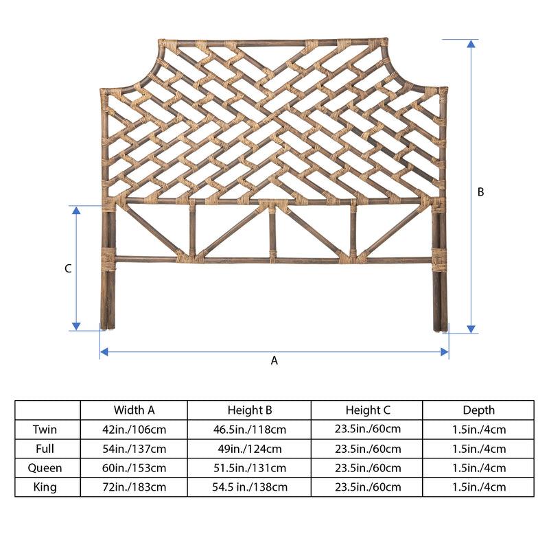 Kouboo Rattan Chippendale Headboard Antique Brown