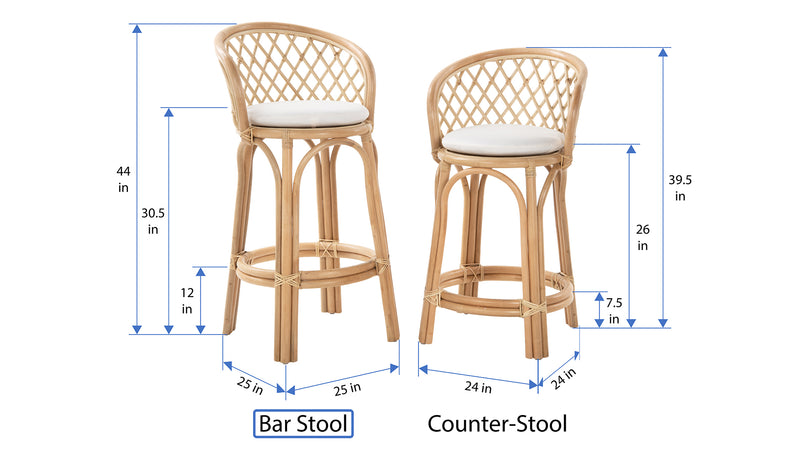 Kouboo Rattan Criss-Cross Bar Stool Natural