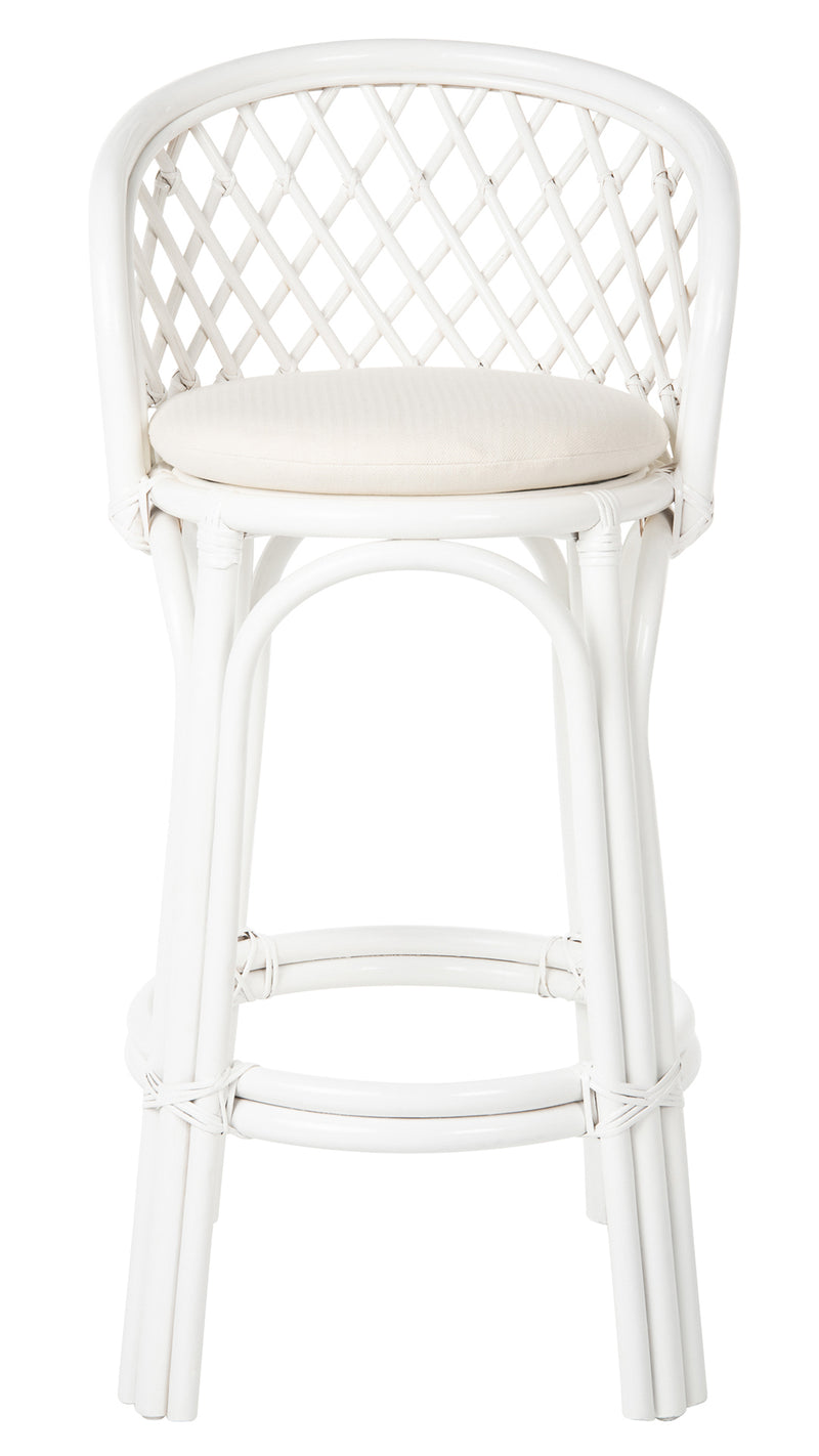 Kouboo Rattan Criss-Cross Bar Stool White