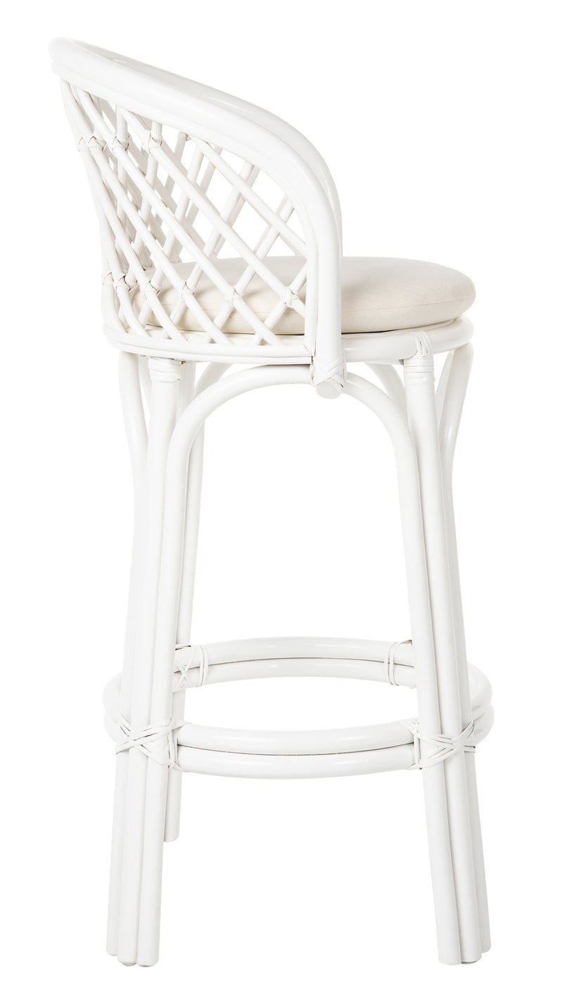 Kouboo Rattan Criss-Cross Bar Stool White