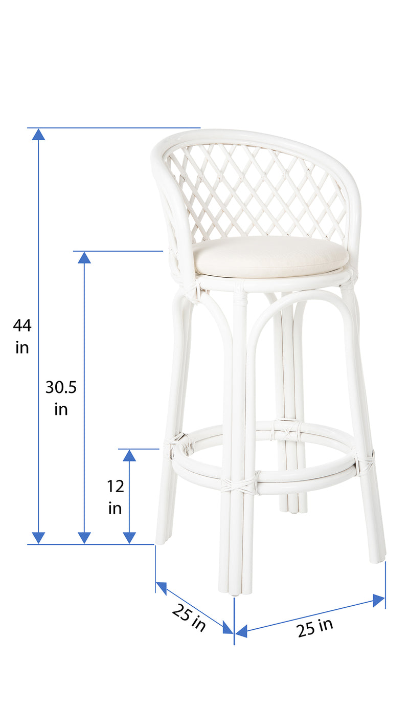Kouboo Rattan Criss-Cross Bar Stool White