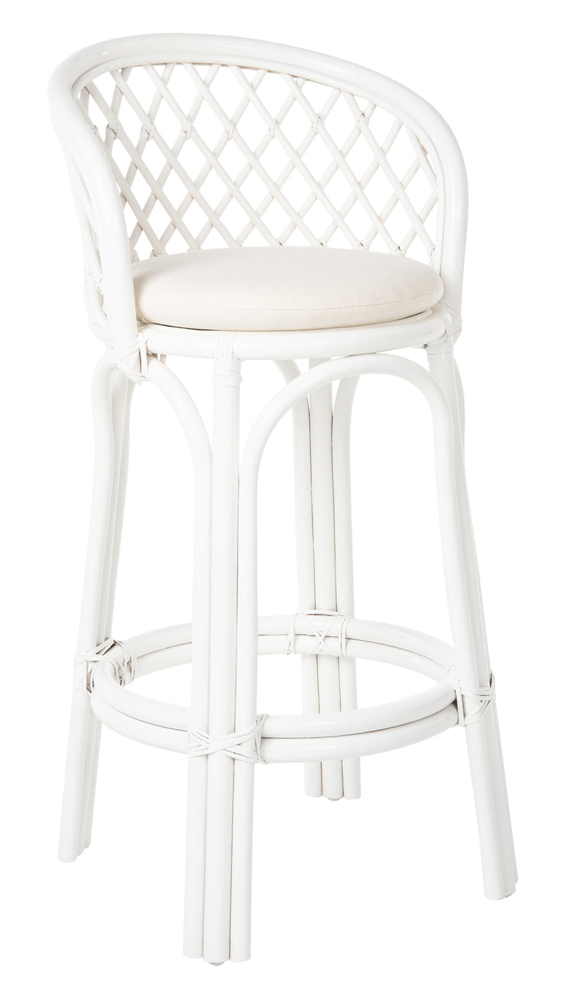 kouboo Rattan Criss-Cross Bar Stool White
