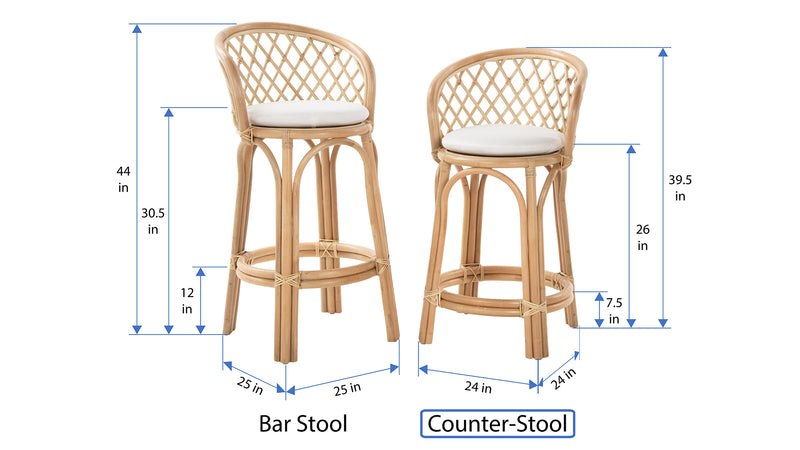 Kouboo Rattan Criss-Cross Counter Stool Natural