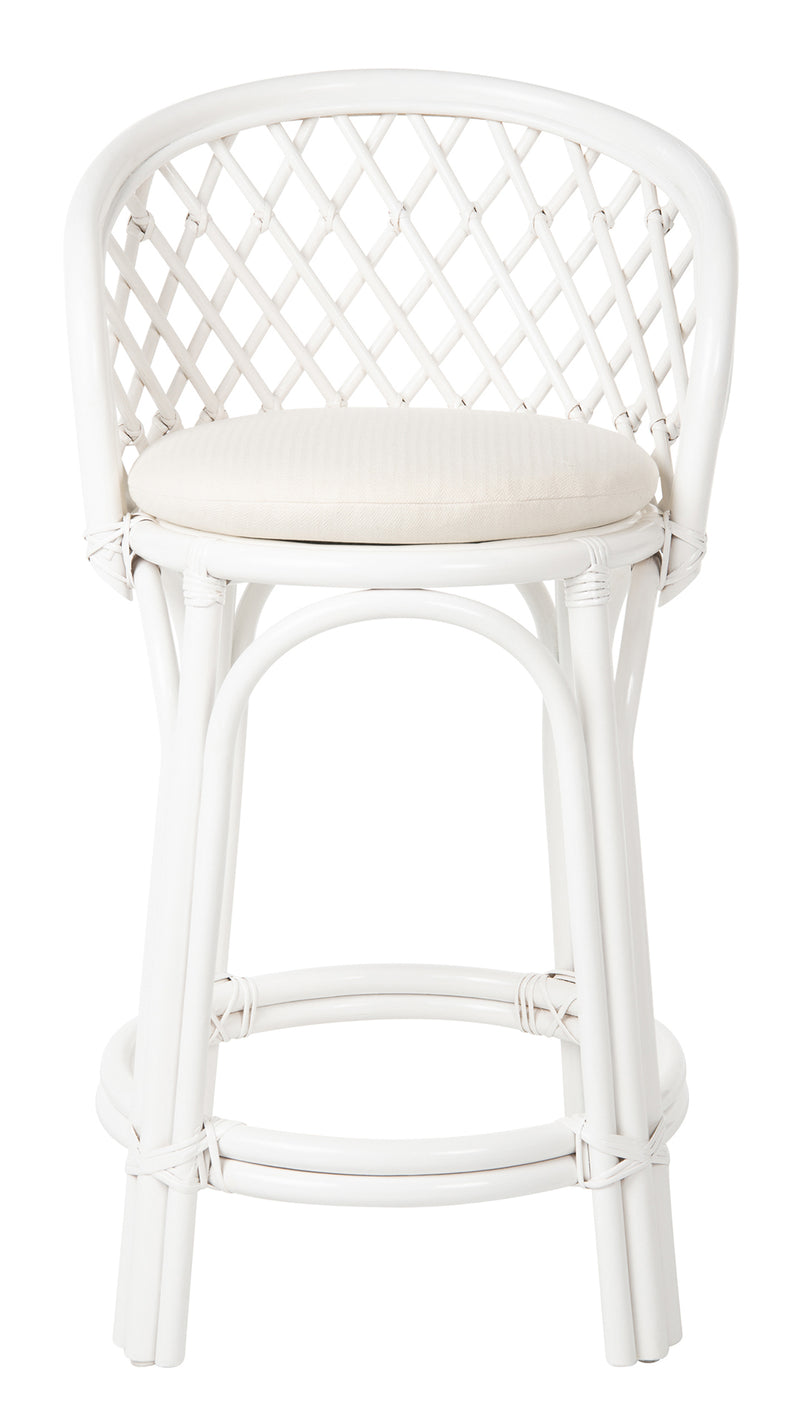 Kouboo Rattan Criss-Cross Counter Stool White