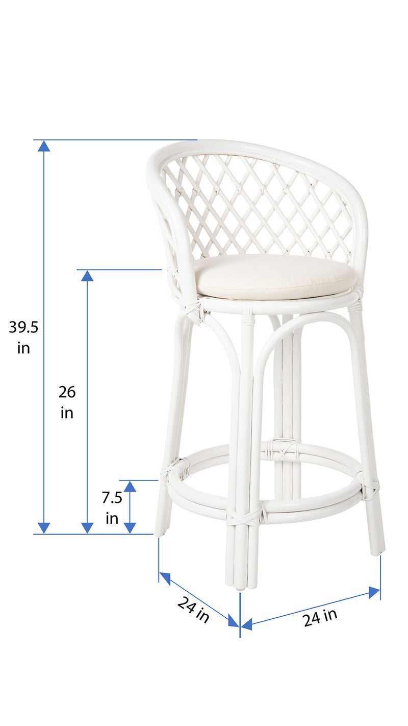 Kouboo Rattan Criss-Cross Counter Stool White