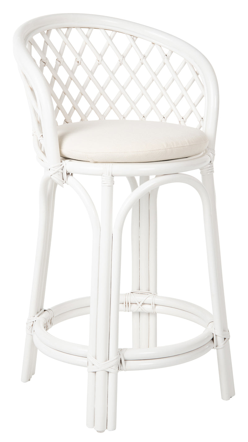 kouboo Rattan Criss-Cross Counter Stool White