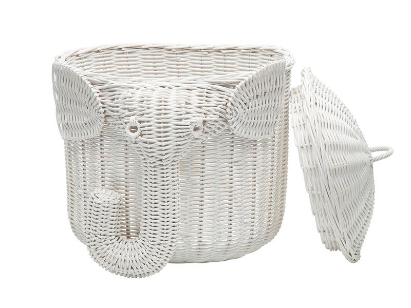 Kouboo Rattan Elephant Storage Basket White