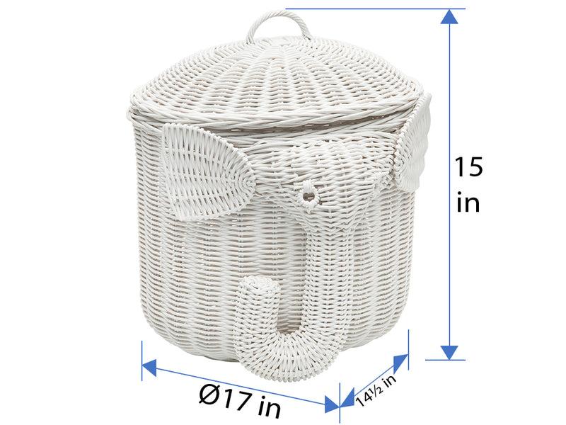 Kouboo Rattan Elephant Storage Basket White