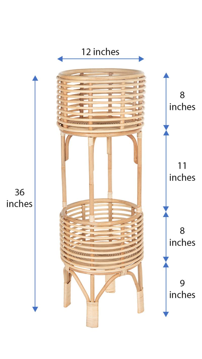 Kouboo Rattan Indoor Two-Tier Plant Stand Natural