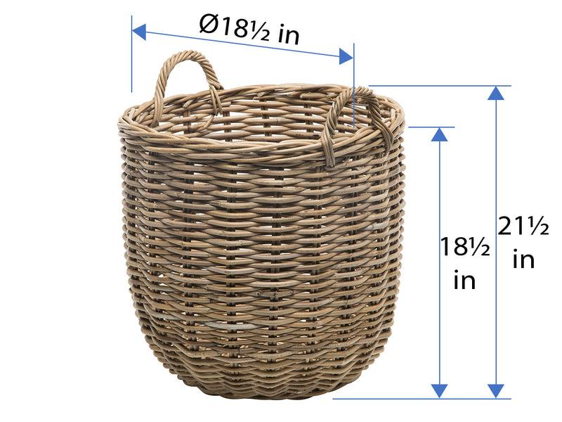 Kouboo Rattan Kobo Round Storage Basket Gray-Brown