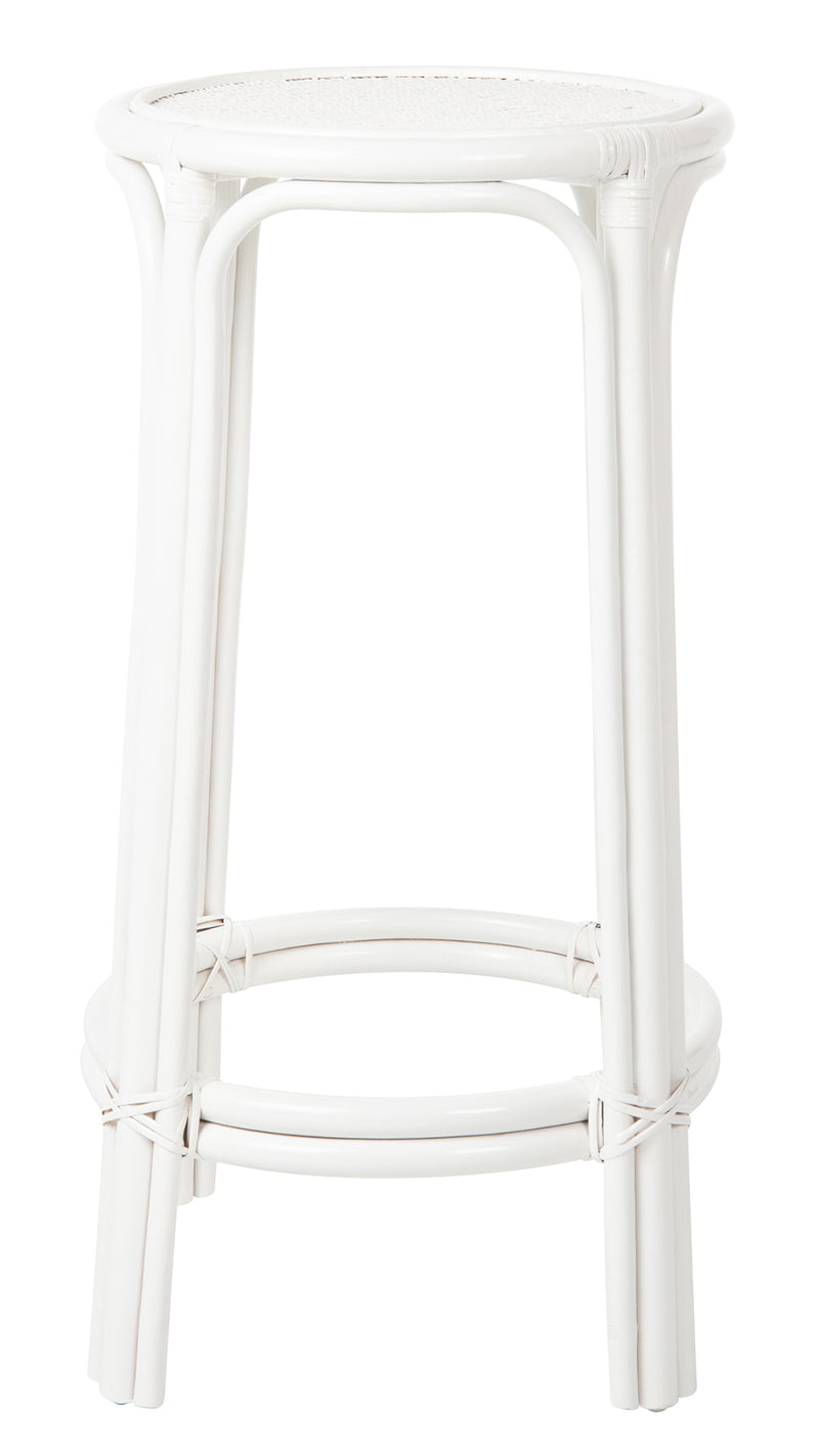 Kouboo Rattan Lattice Backless Bar Stool White