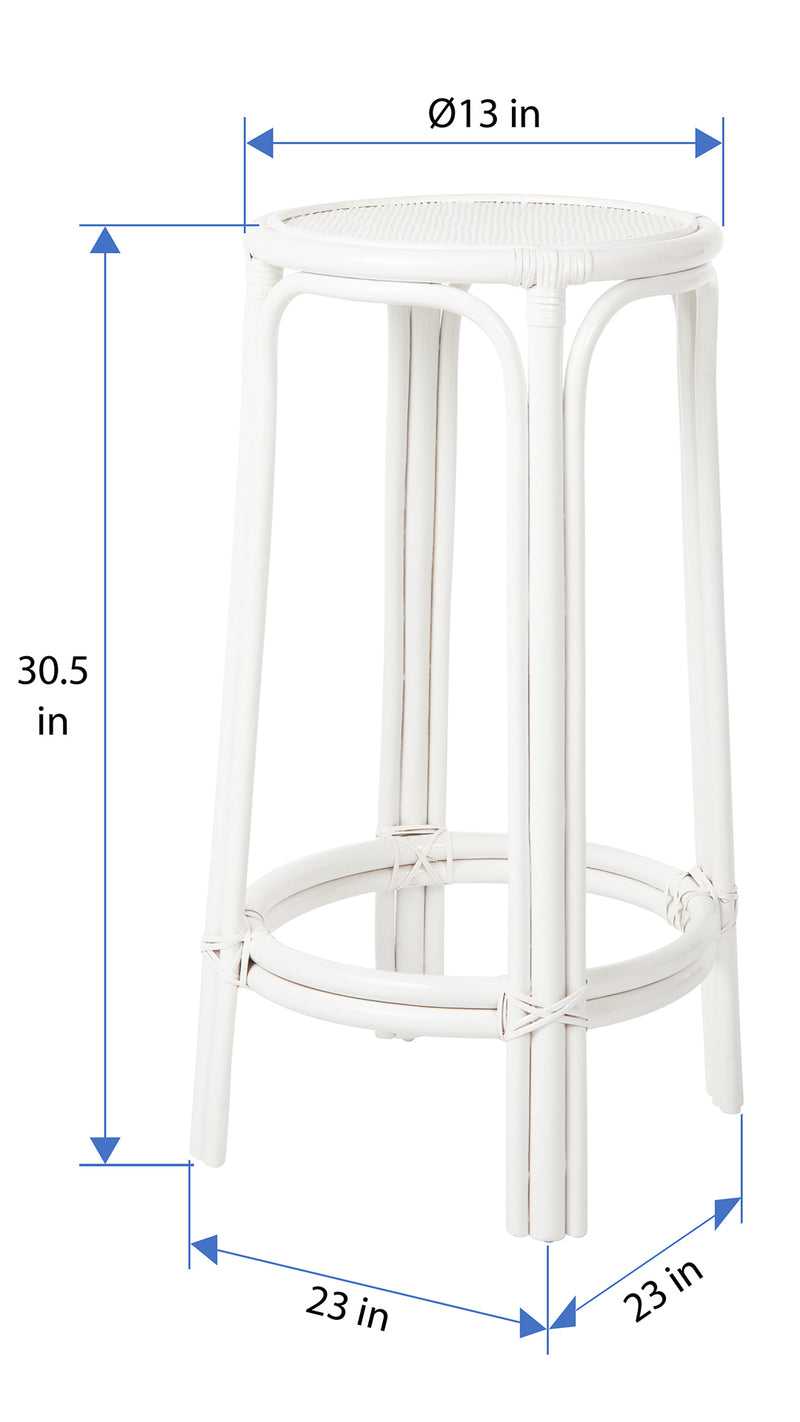 Kouboo Rattan Lattice Backless Bar Stool White