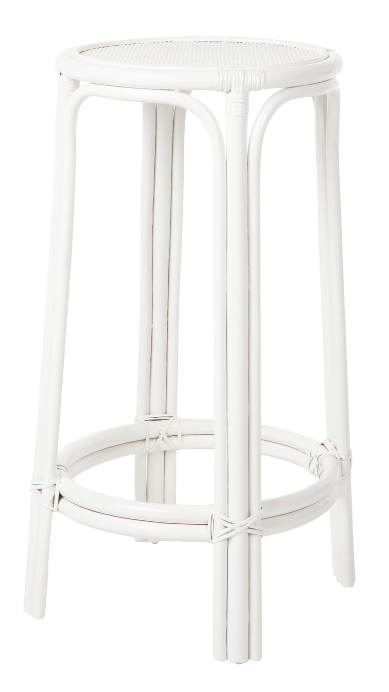 kouboo Rattan Lattice Backless Bar Stool White