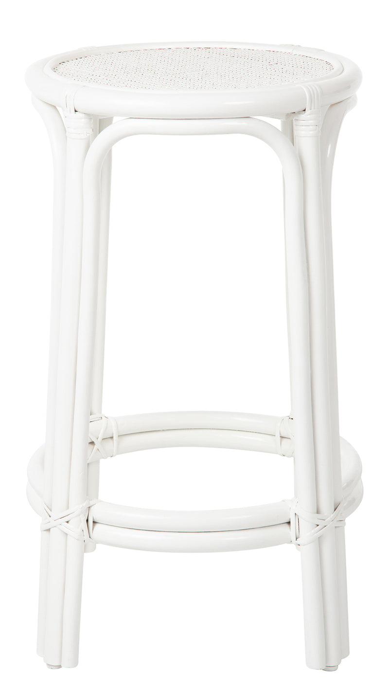 Kouboo Rattan Lattice Backless Counter Stool White
