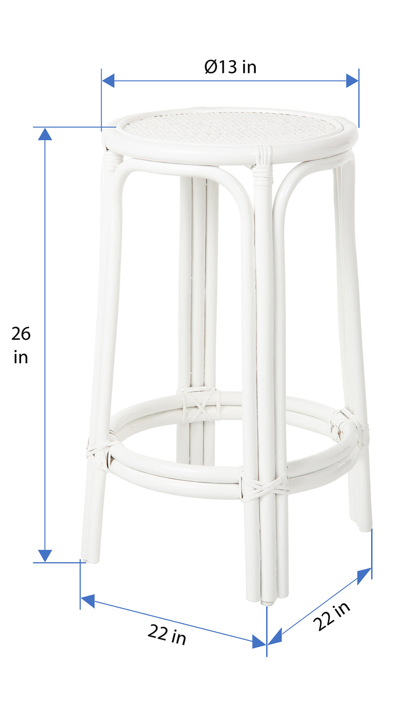 Kouboo Rattan Lattice Backless Counter Stool White