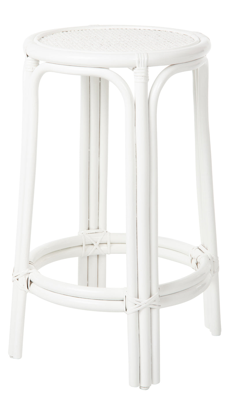 kouboo Rattan Lattice Backless Counter Stool White