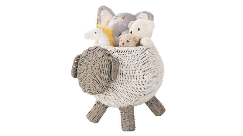 Kouboo Rattan Sheep Kids Storage Basket White & Gray