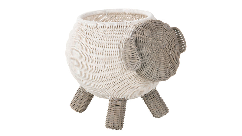 kouboo Rattan Sheep Kids Storage Basket White & Gray