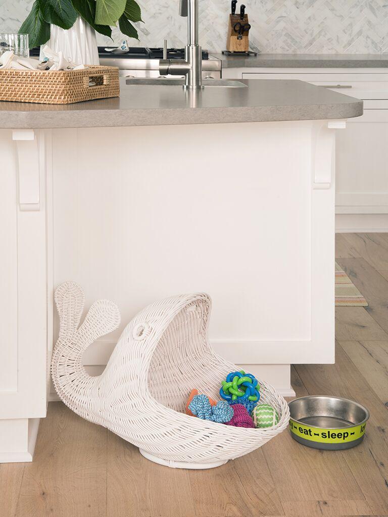 Kouboo Rattan Whale Storage Basket White