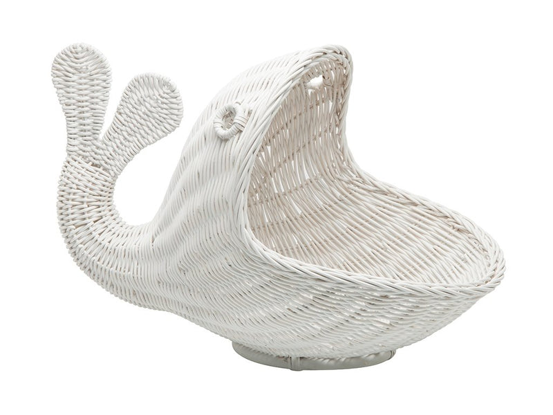 kouboo Rattan Whale Storage Basket White kouboo Rattan Whale Storage Basket White
