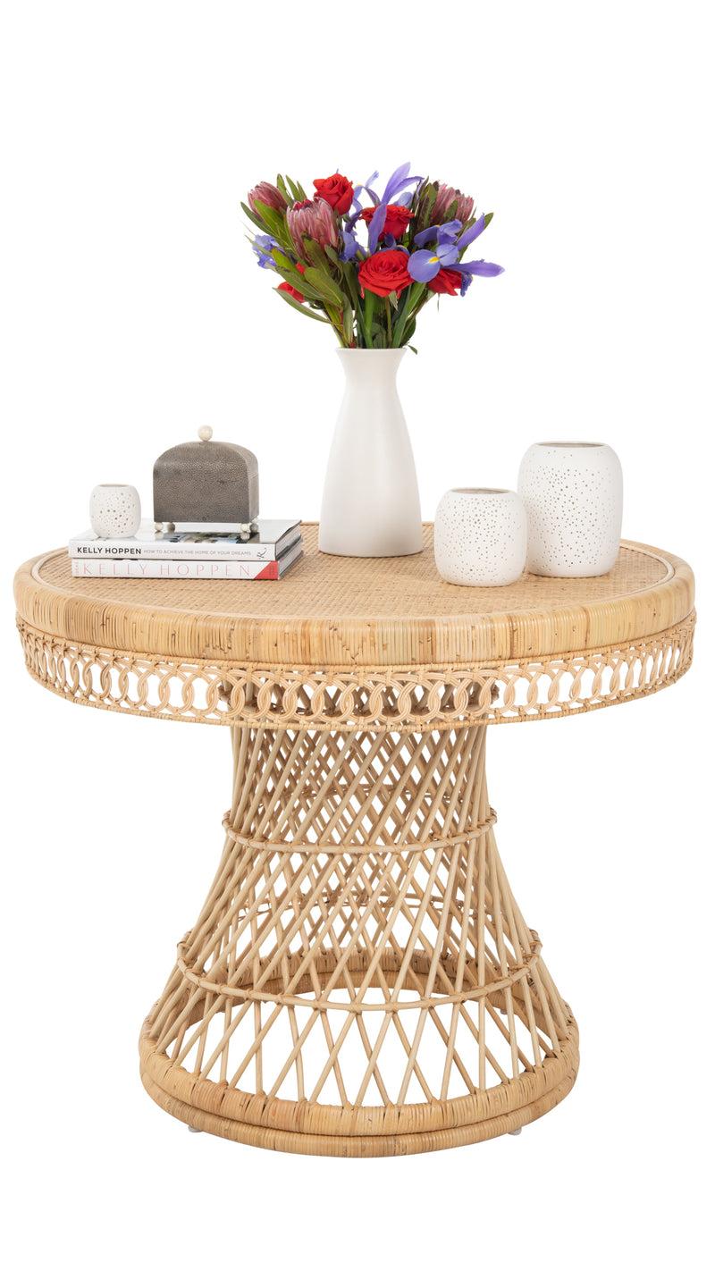 Kouboo Round Rattan Peacock Dining Table Natural