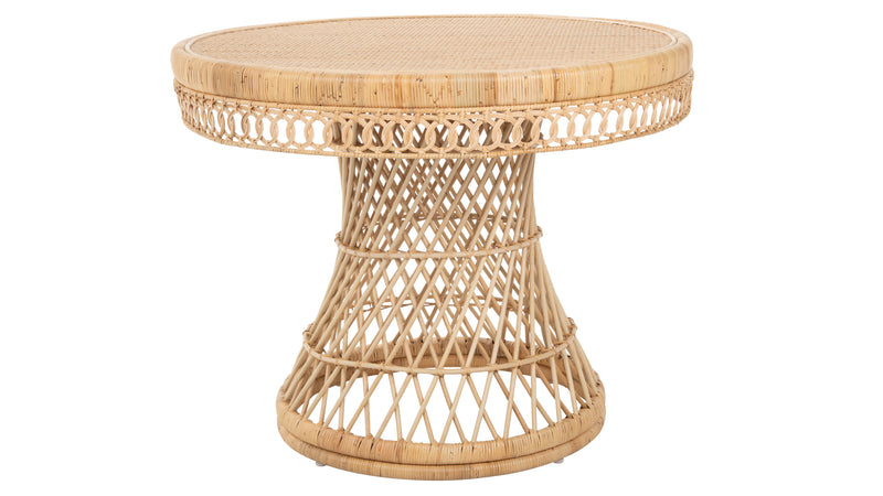 kouboo Round Rattan Peacock Dining Table Natural