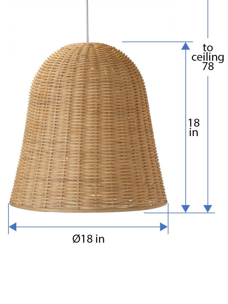 Kouboo Wicker Bell Pendant Lamp Natural Brown