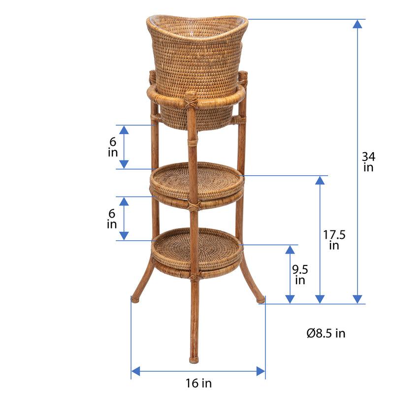 Kouboo La Jolla Acrylic Champagne Bucket In Rattan Basket With With Stand Honey-Brown