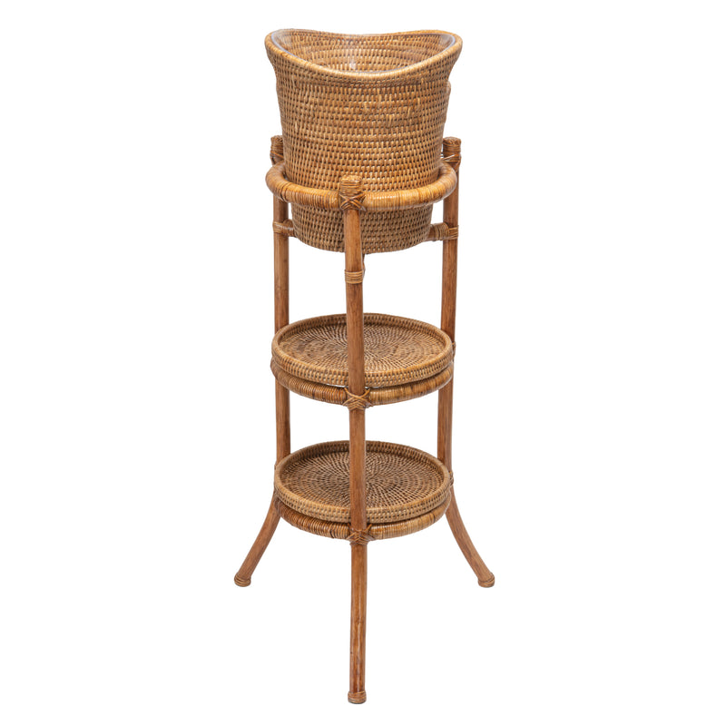 kouboo La Jolla Acrylic Champagne Bucket in Rattan Basket with with Stand Honey-Brown