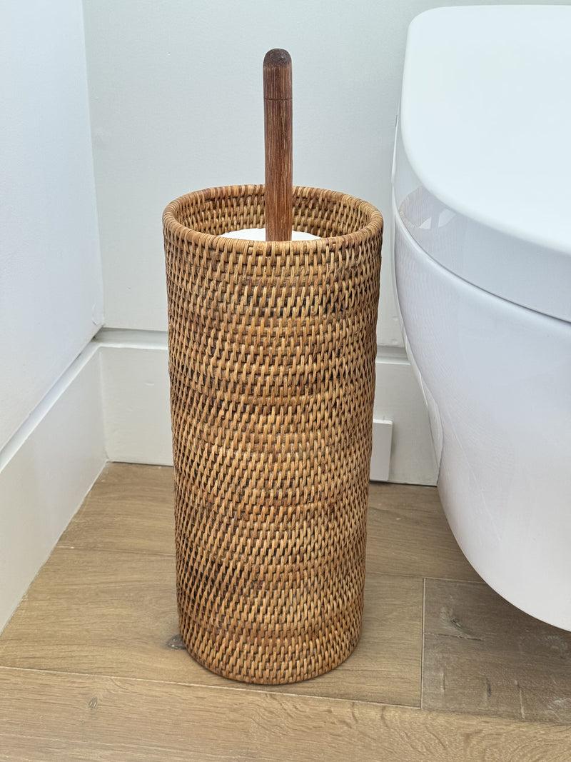 Kouboo La Jolla Handwoven Rattan Toilet Roll Stand 3 Rolls