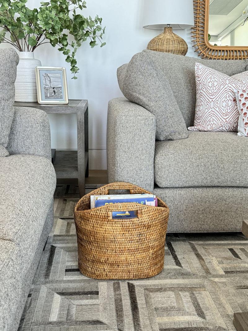 Kouboo La Jolla Oval Rattan Magazine Rack Honey Brown
