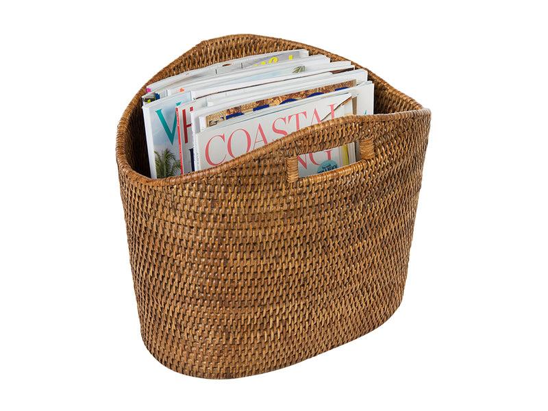 Kouboo La Jolla Oval Rattan Magazine Rack Honey Brown