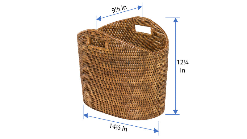 Kouboo La Jolla Oval Rattan Magazine Rack Honey Brown