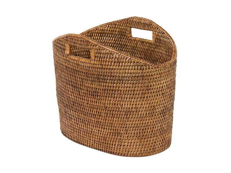 kouboo La Jolla Oval Rattan Magazine Rack Honey Brown