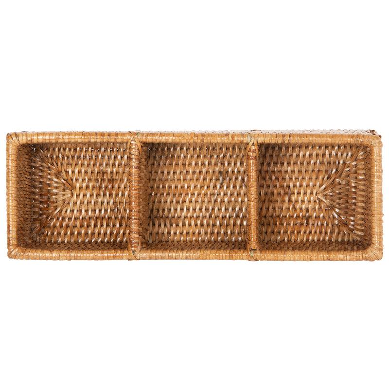 Kouboo La Jolla Rattan 3 Compartment Desk Drawer Shelf And Cabinet Tray Organizer