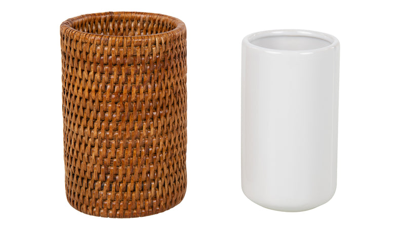 Kouboo La Jolla Rattan Bathroom Tumbler And Toothbrush Holder (10 Fl.oz.)